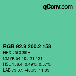 カラーコード: RGB 92.9 200.2 158 | qconv.com