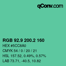 カラーコード: RGB 92.9 200.2 160 | qconv.com