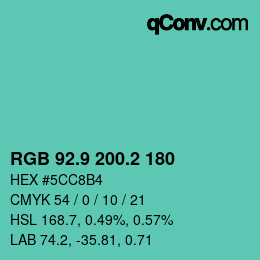 カラーコード: RGB 92.9 200.2 180 | qconv.com