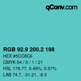 Color code: RGB 92.9 200.2 198 | qconv.com