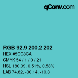 Color code: RGB 92.9 200.2 202 | qconv.com