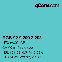 Color code: RGB 92.9 200.2 203 | qconv.com