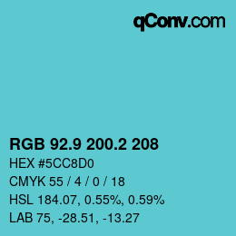 Farbcode: RGB 92.9 200.2 208 | qconv.com