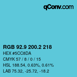 Color code: RGB 92.9 200.2 218 | qconv.com