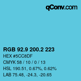 Color code: RGB 92.9 200.2 223 | qconv.com