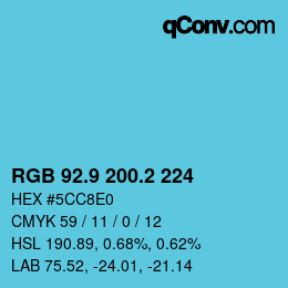 カラーコード: RGB 92.9 200.2 224 | qconv.com