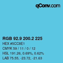 カラーコード: RGB 92.9 200.2 225 | qconv.com