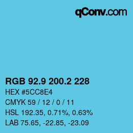 Color code: RGB 92.9 200.2 228 | qconv.com