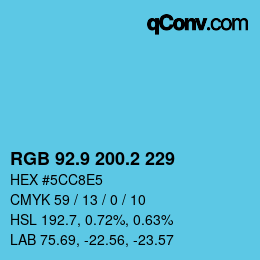 カラーコード: RGB 92.9 200.2 229 | qconv.com