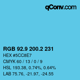 Color code: RGB 92.9 200.2 231 | qconv.com
