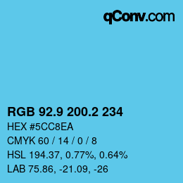 カラーコード: RGB 92.9 200.2 234 | qconv.com