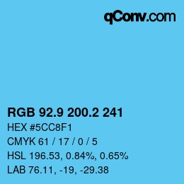 Color code: RGB 92.9 200.2 241 | qconv.com