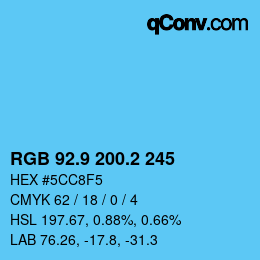 Color code: RGB 92.9 200.2 245 | qconv.com