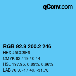 Color code: RGB 92.9 200.2 246 | qconv.com