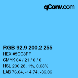 Color code: RGB 92.9 200.2 255 | qconv.com