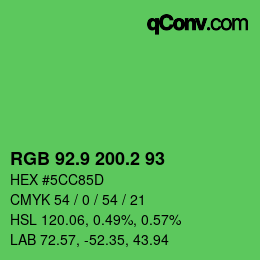 カラーコード: RGB 92.9 200.2 93 | qconv.com