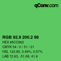カラーコード: RGB 92.9 200.2 98 | qconv.com