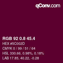 カラーコード: RGB 92 0.8 45.4 | qconv.com