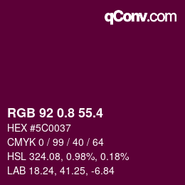 カラーコード: RGB 92 0.8 55.4 | qconv.com