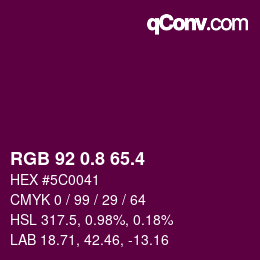 カラーコード: RGB 92 0.8 65.4 | qconv.com