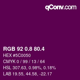 カラーコード: RGB 92 0.8 80.4 | qconv.com