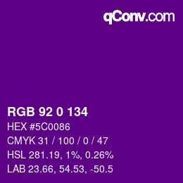 Color code: RGB 92 0 134 | qconv.com