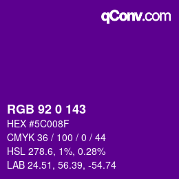 カラーコード: RGB 92 0 143 | qconv.com