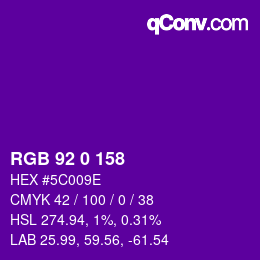 颜色代码: RGB 92 0 158 | qconv.com