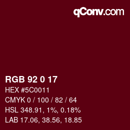 カラーコード: RGB 92 0 17 | qconv.com