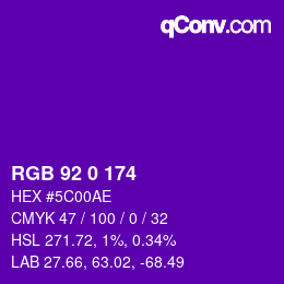 颜色代码: RGB 92 0 174 | qconv.com