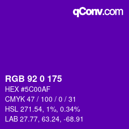 Color code: RGB 92 0 175 | qconv.com