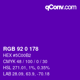 カラーコード: RGB 92 0 178 | qconv.com