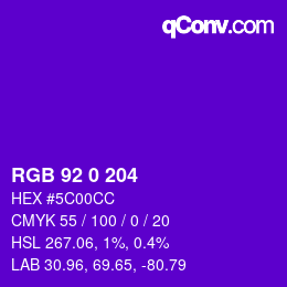 颜色代码: RGB 92 0 204 | qconv.com