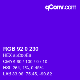 Color code: RGB 92 0 230 | qconv.com