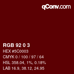 颜色代码: RGB 92 0 3 | qconv.com