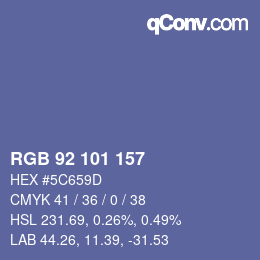Color code: RGB 92 101 157 | qconv.com