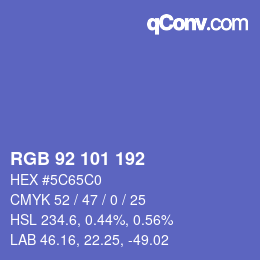 Color code: RGB 92 101 192 | qconv.com