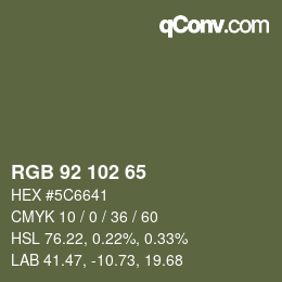 Color code: RGB 92 102 65 | qconv.com