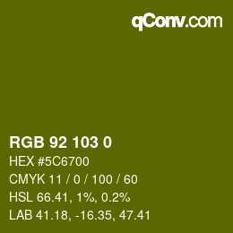Color code: RGB 92 103 0 | qconv.com