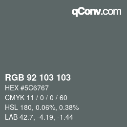 颜色代码: RGB 92 103 103 | qconv.com