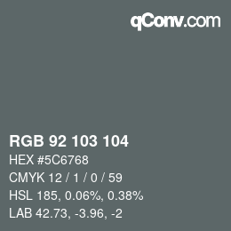 颜色代码: RGB 92 103 104 | qconv.com