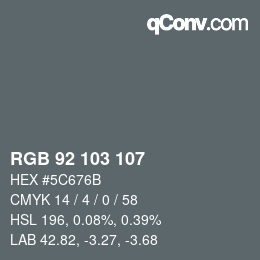 颜色代码: RGB 92 103 107 | qconv.com