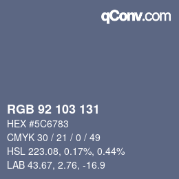 颜色代码: RGB 92 103 131 | qconv.com