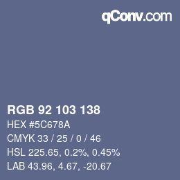 Farbcode: RGB 92 103 138 | qconv.com