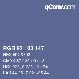 カラーコード: RGB 92 103 147 | qconv.com