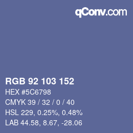 Color code: RGB 92 103 152 | qconv.com