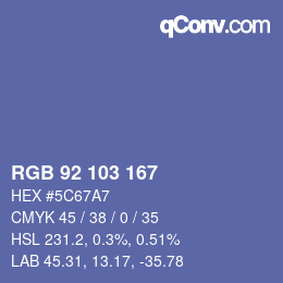 カラーコード: RGB 92 103 167 | qconv.com