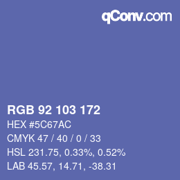 Color code: RGB 92 103 172 | qconv.com