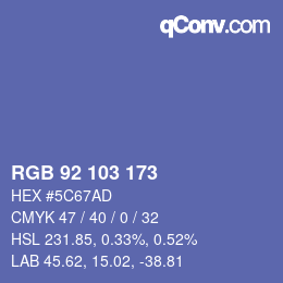 Color code: RGB 92 103 173 | qconv.com