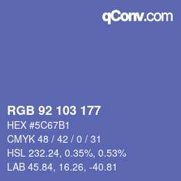 Color code: RGB 92 103 177 | qconv.com